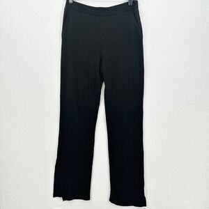 Monrow Pants Womens Small SuperSoft Straight Black Knit Pull On Split Hems Cozy